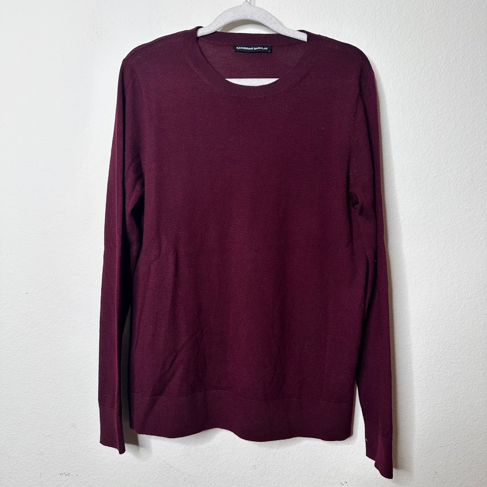 Katherine Barclay Womens Burgundy 100% Extra Fine Merino Wool Sweater Size M